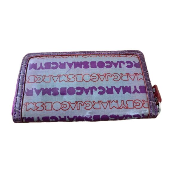 Marc by Marc Jacobs Continental Zip Around Wallet with Logo Lock Purple Red - Picture 8 of 13